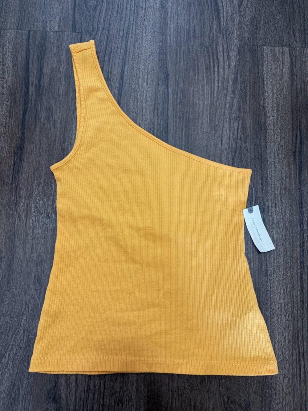 Anthropologie One-Shoulder Ribbed Tank Top in Mustard Yellow
